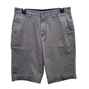 Volcom Men's Gray Pinstripe Flat Front 10.5" Punk Skater Cargo Shorts Size 31‎